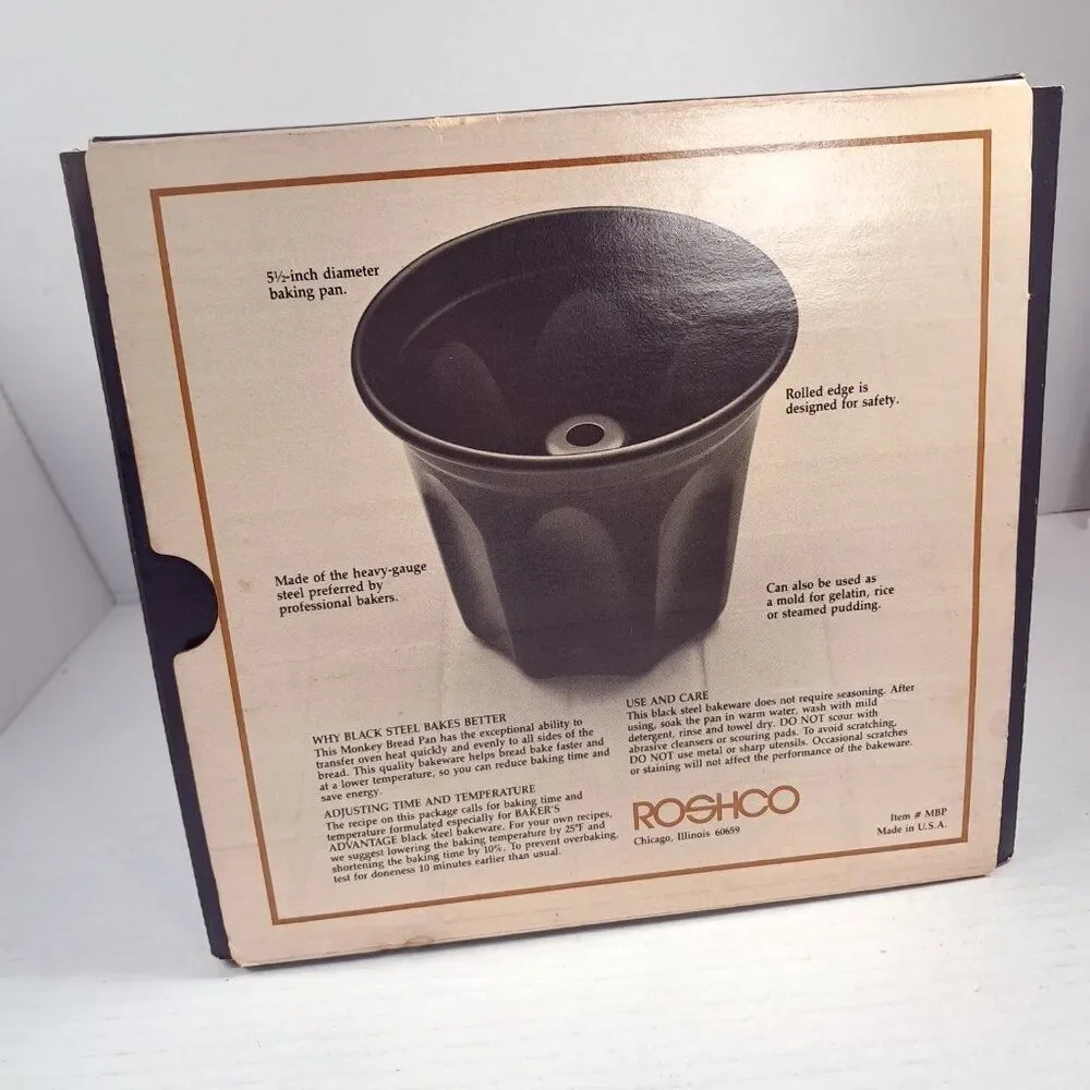 NEW Baker's Advantage Roshco Monkey Bread Pan‎ Vintage USA bakers black Steel